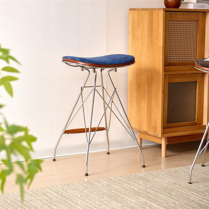 中古吧台椅网红餐厅设计师软包吧凳咖啡厅复古铁艺休闲家用高脚椅