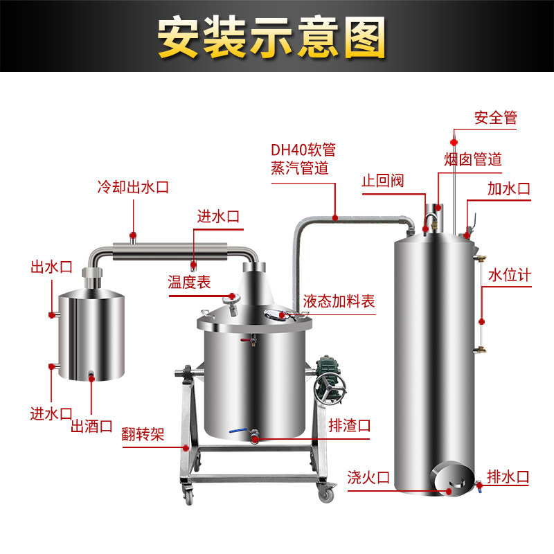 大中型蒸酒器烤酒酿酒设备大型传统酒坊柴火酿酒机商用白酒酿酒器