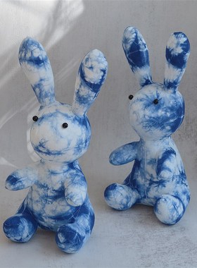 民族风手工扎染布艺小兔可爱萌萌兔礼物云南旅游伴手礼居家玩偶