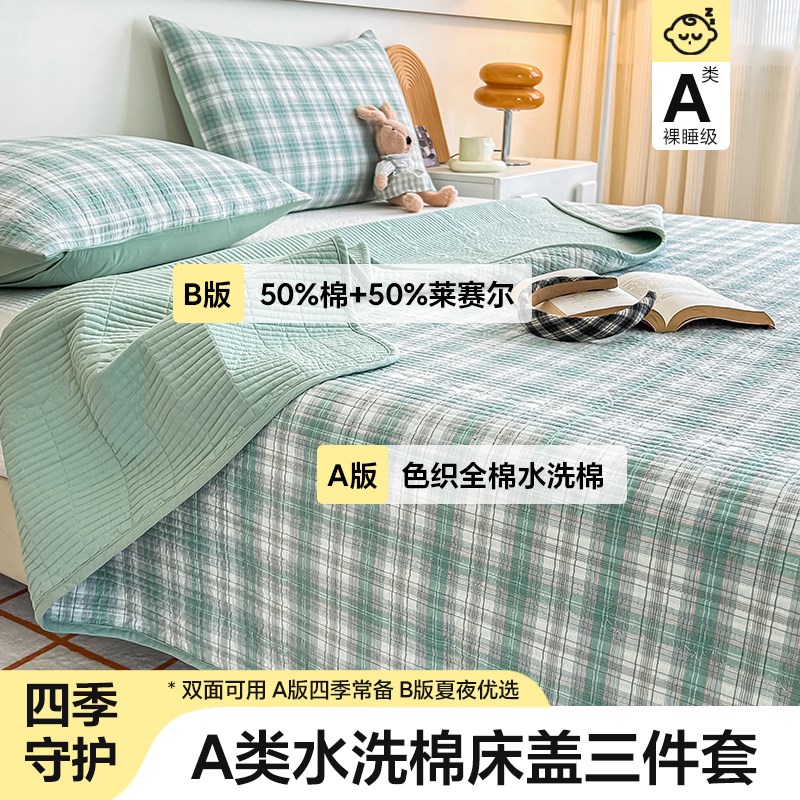 超好看的~全棉天丝床盖a类母婴级三件套夏天凉感床单单件不移位图片