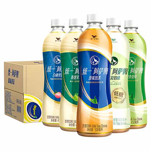 统一阿萨姆原味奶茶500ml*15瓶整箱经典青提茉莉白桃观音饮料饮品