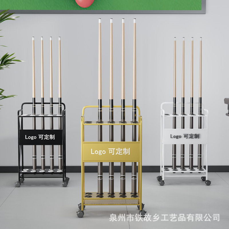 壁挂式台球杆架金属球杆放置架球厅球室多孔墙壁式公杆收纳展示架图片
