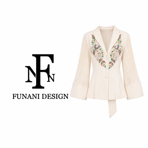FNN新中式重工刺绣西装女秋高级感气质收腰显瘦西服外套F2630652A