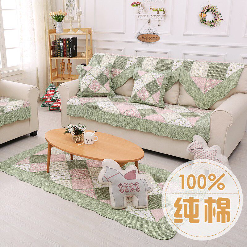 韩式田园 四季通用 纯棉欧式布艺沙发垫全棉坐垫 防滑靠背巾罩套