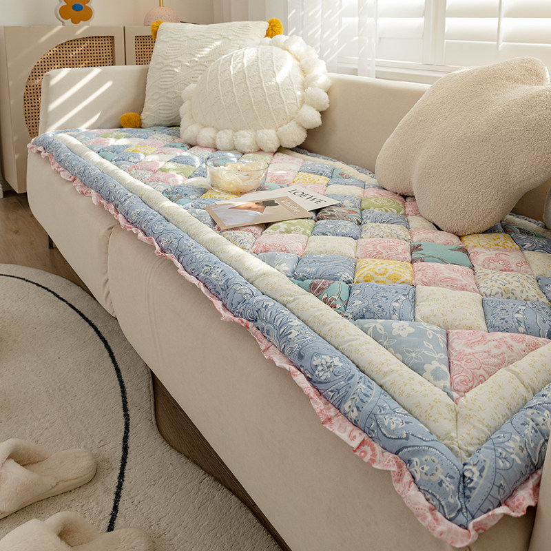 韩国纯棉加厚沙发垫手工拼布四季防滑皮实木沙发坐垫馒头垫飘窗垫