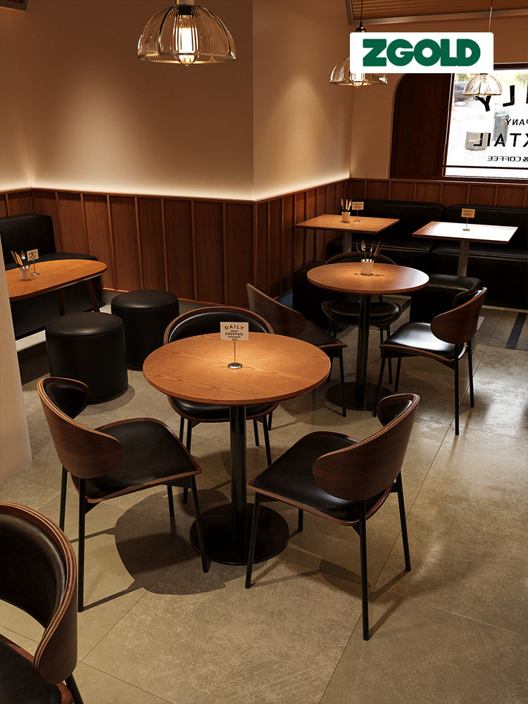 美式复古酒馆桌椅餐酒吧餐桌椅组合西餐厅音乐清吧咖啡厅店桌椅子