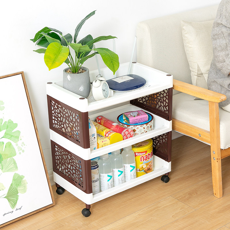 厨房收纳置物架多层收纳架客厅置物架沙发旁落地靠墙塑料储物架