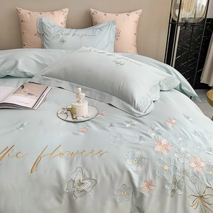 小清新120支长绒棉四件套少女心立体蝴蝶纯棉被套床单床上用品