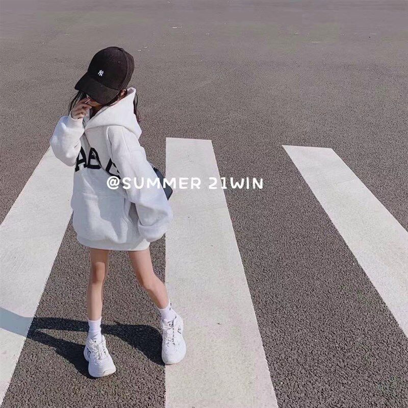 韩国童装2022秋冬季男女童洋气纯棉毛圈卫衣母女亲子装连帽衫潮酷