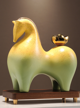 马上有钱摆件招财办公室装饰品高档新中式客厅博古架店铺开业礼品