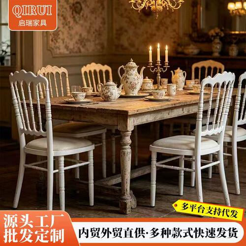 拿破仑椅酒店宴会靠背餐椅电镀竹节椅户外活动婚庆接待椅高靠背