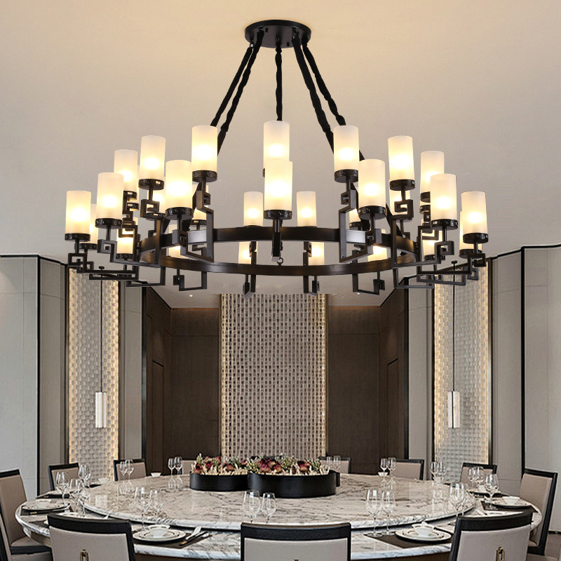 新中式大吊灯餐桌客厅大厅双层饭店包厢餐厅酒店大堂吊灯欧式灯具