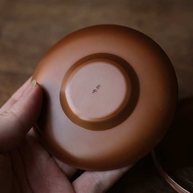 手工锻打纯铜杯垫鎏银杯托银茶垫奉茶杯垫茶器茶道配件日式隔热垫