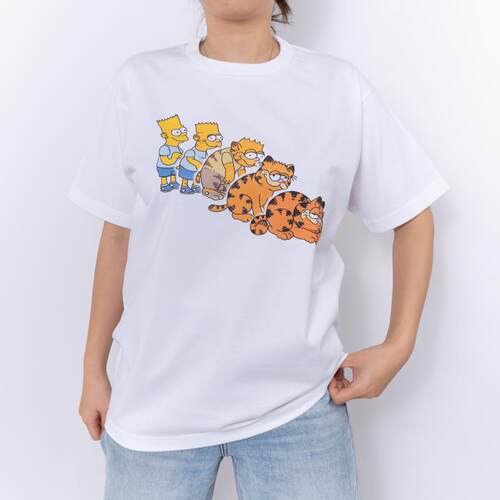 人类进化懒人变加菲猫铲屎官肥宅撸猫宽松男女美式卡通短袖T恤夏
