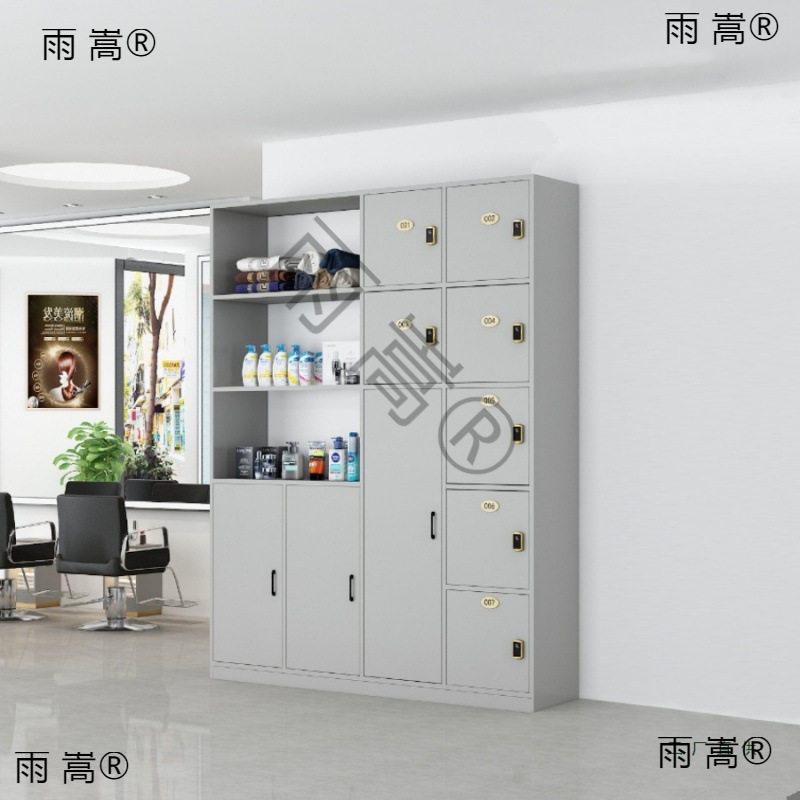 美发店储物柜毛巾柜多功能组合产品展示柜美发店存包柜木质更衣柜