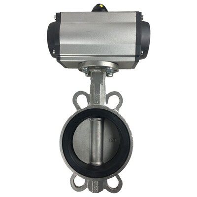 304不锈钢气动蝶阀橡胶软密封对夹式dn50 65 100 150 200 300阀门