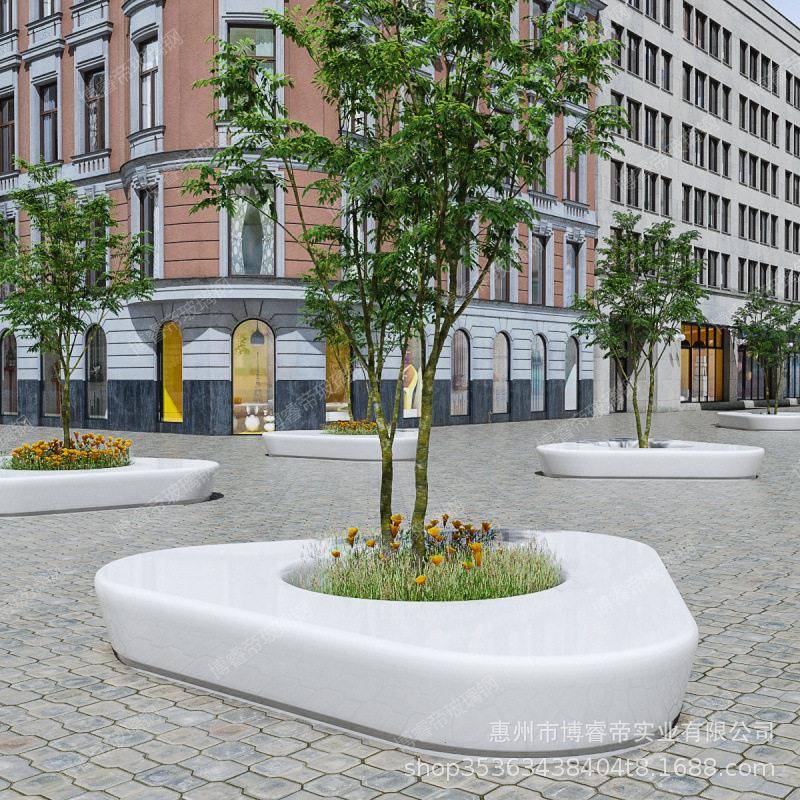 玻璃钢树池园林种植池移动景观休闲座椅大型学校户外坐凳发光座椅