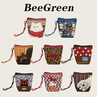 BeeGreen[美煜社]收纳袋零钱包防泼水便携印花迷你手拿化妆手拎包