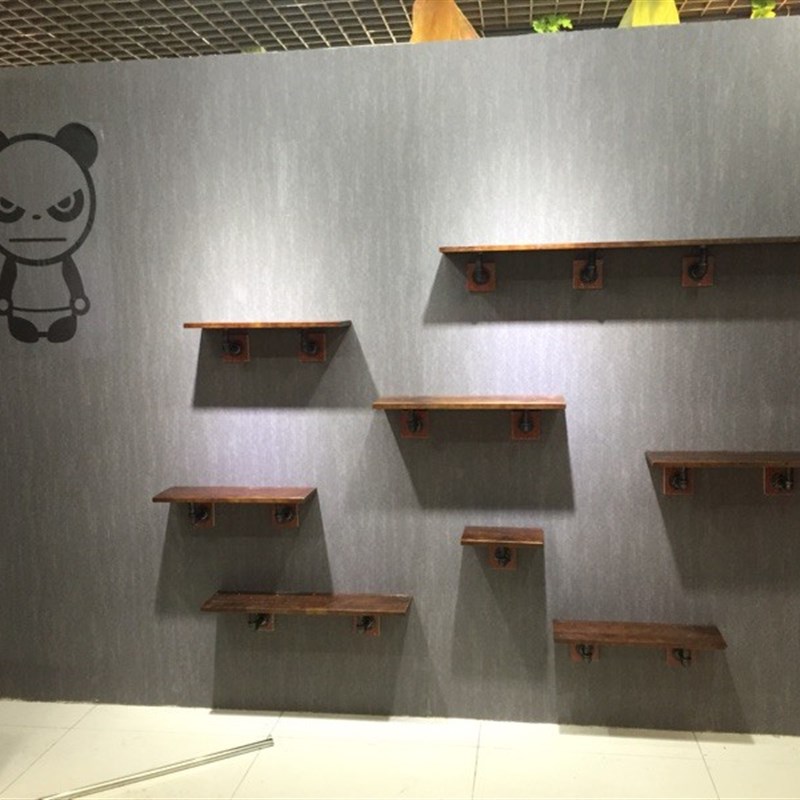 墙上置物架层架创意复古墙壁实木隔板壁挂一字搁板铁艺支架书架子