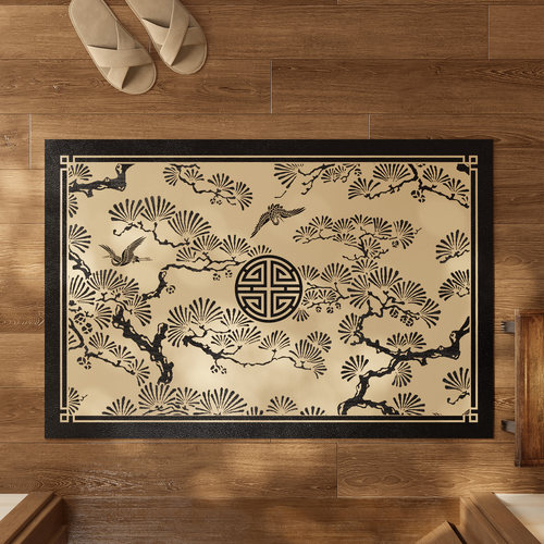 喜即松鹤延年新中式入户门地垫门口进门脚垫门垫地毯家用垫可裁剪
