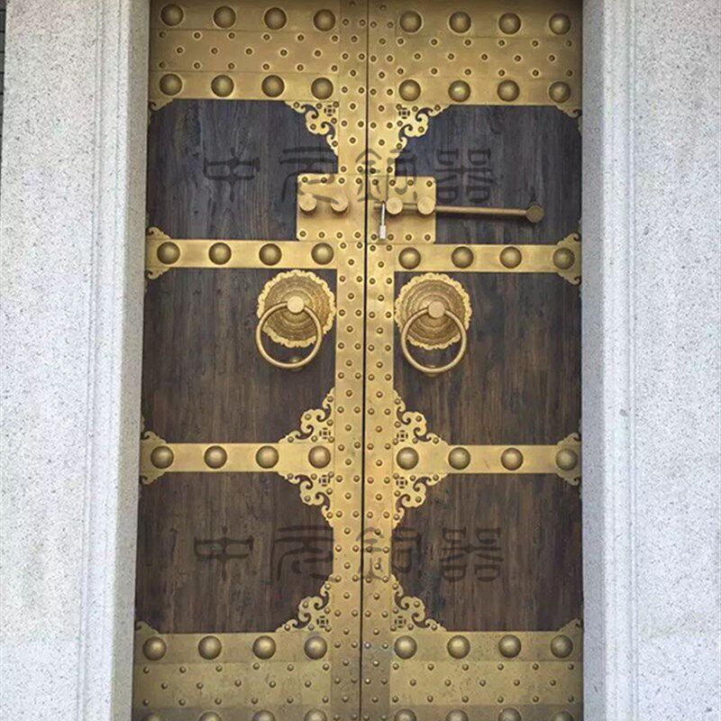 仿古大门纯铜配件大门铜活兽首拉环大门泡钉角花压条门栓铜条