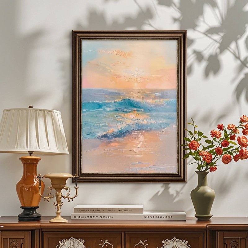 美式玄关装饰画入户门正对墙壁装饰走廊挂画客厅背景墙高级壁画