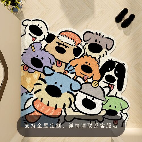 卡通动物入户地垫家用大门外丝圈耐脏防滑脚垫可裁剪进门垫耐磨