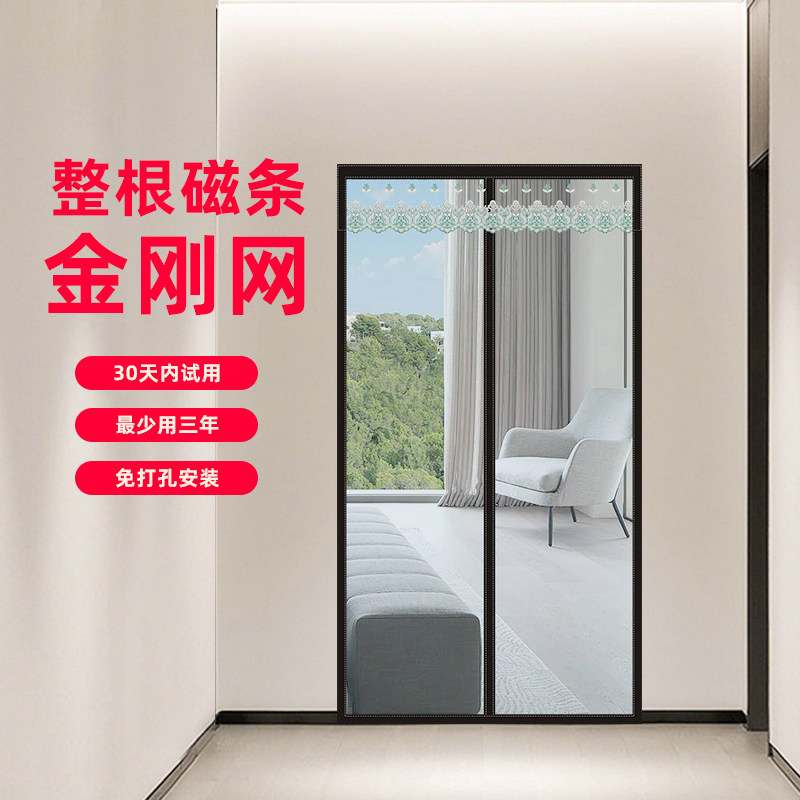 门帘防蚊磁性自吸免打孔家用夏季大门隔断金刚网纱门窗全磁条蚊帐
