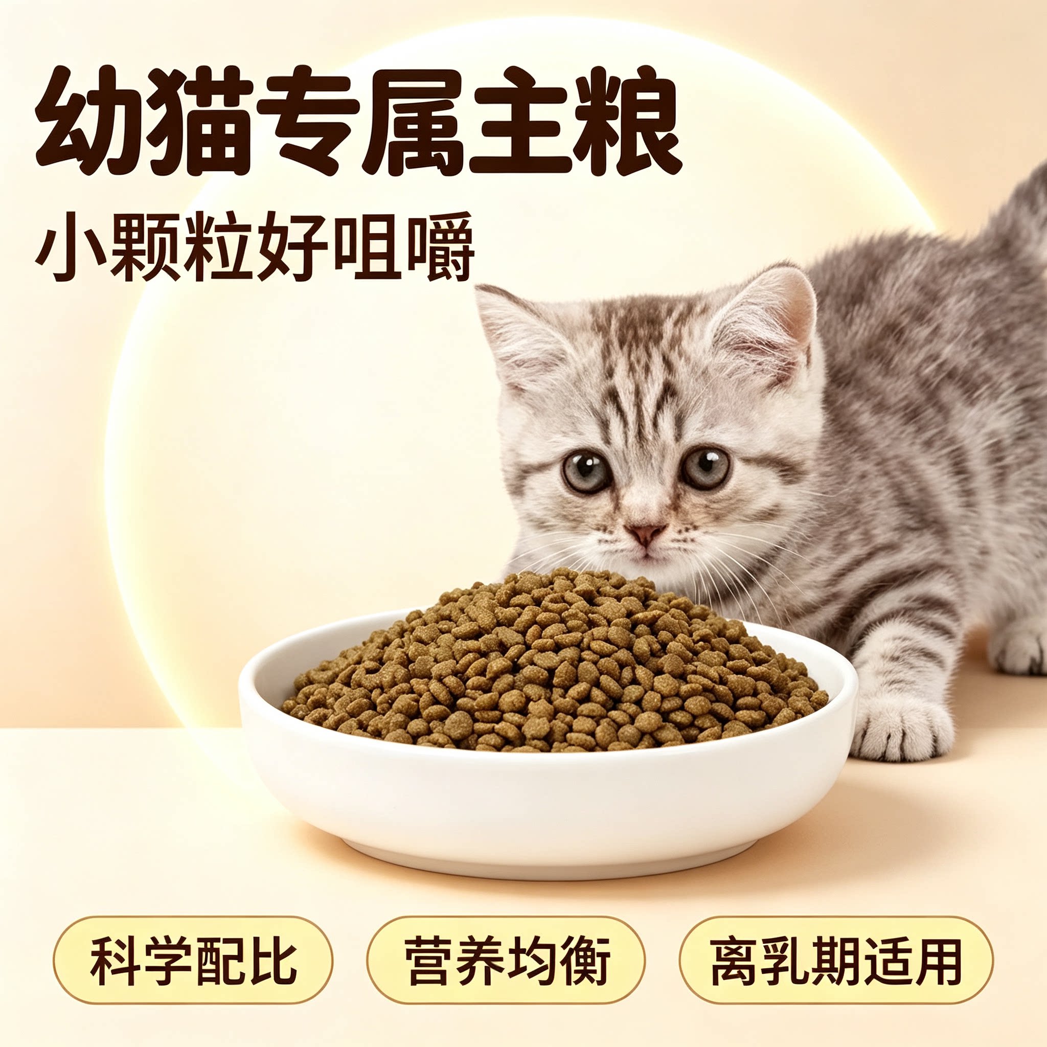 小幼猫猫粮1-12个月奶糕粮小颗粒离乳小猫粮呵护肠胃增肥全价主食