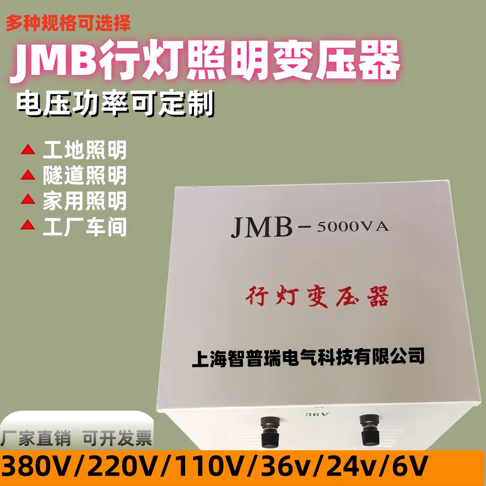 智普瑞纯铜照明行灯变压器220V380V转6V12V24V36V110V单相干式隔 - 实物图