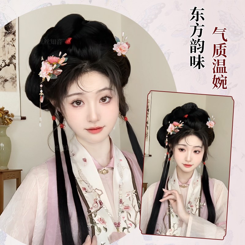 古装汉服假发一体式红楼梦林黛玉造型懒人发髻盘发古风头饰假发包