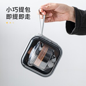 透黑轻奢玻璃旅行功夫茶具套装户外高档泡茶壶便携一壶三杯快客杯
