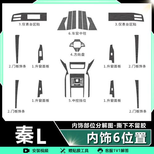星空膜专用于比亚迪秦L中控贴膜内饰改装方向盘车内装饰保护贴纸