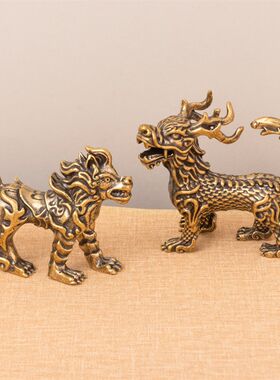 黄铜实心龙生九子摆件赑屃螭吻蒲牢狴犴睚眦狻猊茶具招财茶宠摆件
