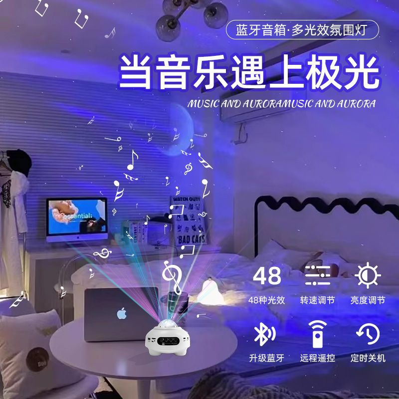 新款北极光星空投影灯房间室内氛围灯星星小夜灯梦幻少女心家用图片