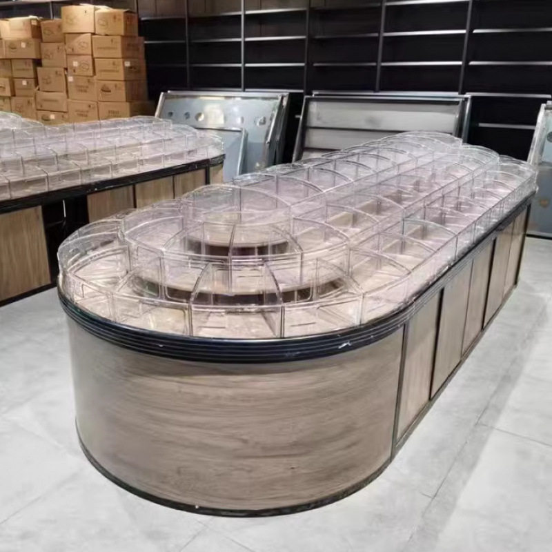 超市圆形货架展示架零食散称货架中岛货架圆柜堆头展柜散货陈列柜