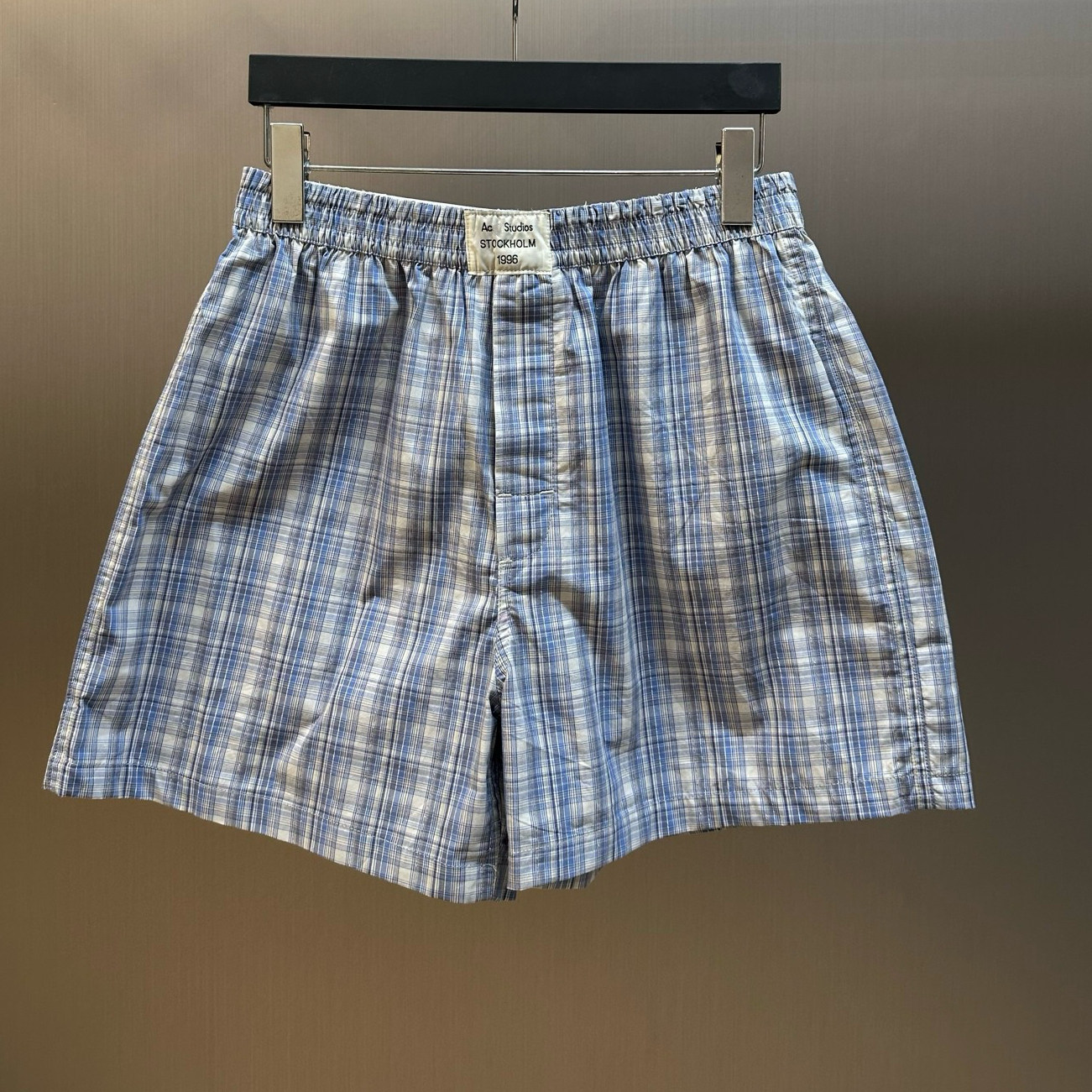 AC正确版标签格纹休闲短裤男女款