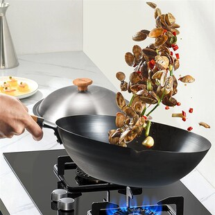 居派GiPP优质爆炒王炒锅铁锅家用大勺炒锅锅具轻便平底锅电磁炉