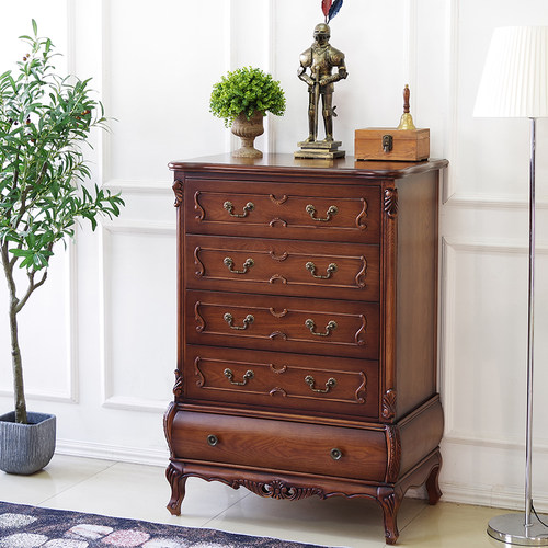 美式乡村复古典五斗柜子欧式卧室实木家俱斗橱抽屉边柜储物柜