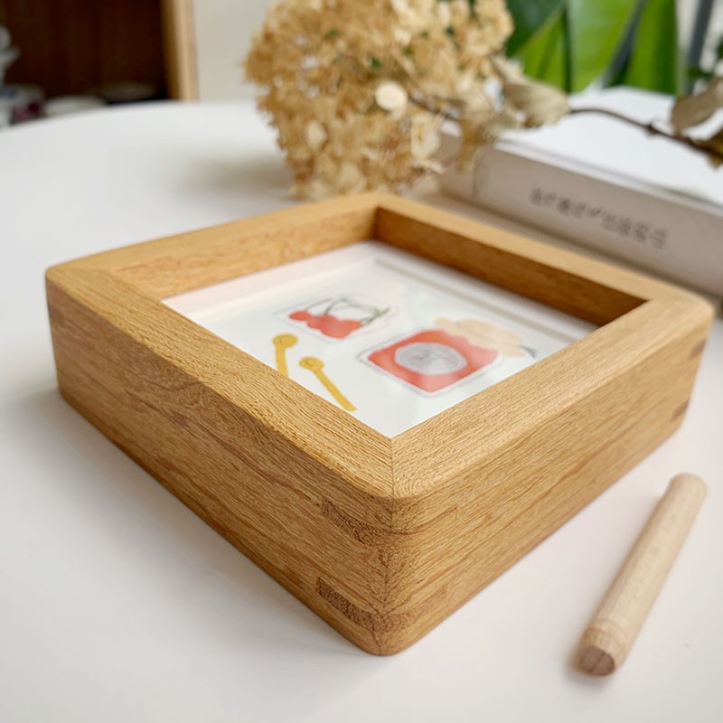 迷你可爱摆台治愈小物装饰画个性礼物隔板摆件高档实木圆角相框