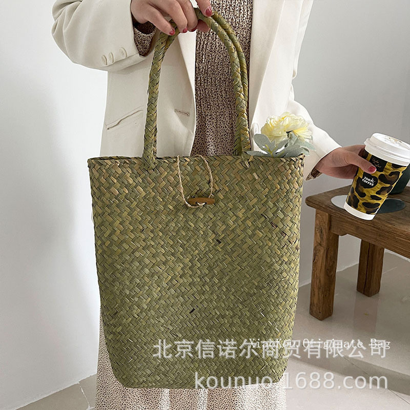 草编女包手提单肩包海边度假沙滩包夏季竹编包大容量编织图片