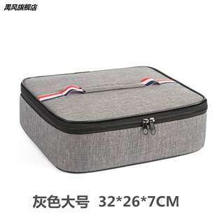 儿童扁平饭盒袋手提包小学生防水防油平放便当包保温四格餐盘袋子