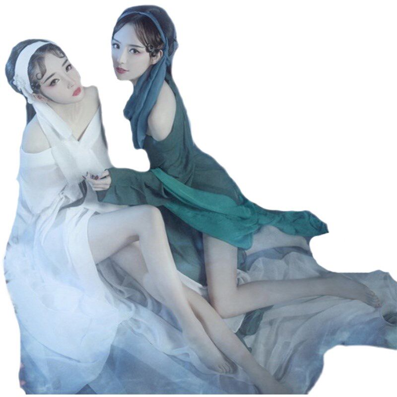 情人节摄影主题女古装姐妹闺蜜青蛇白蛇汉服走秀演出服装素青传