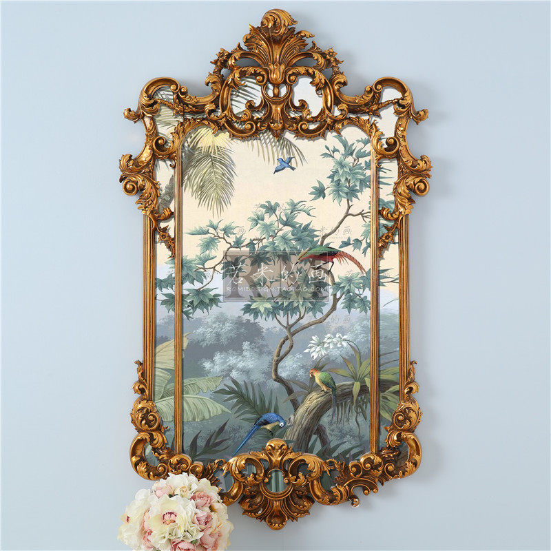 124x75热带植物 风景画 绿色花鸟油画玄关画别墅壁炉画欧式美式法