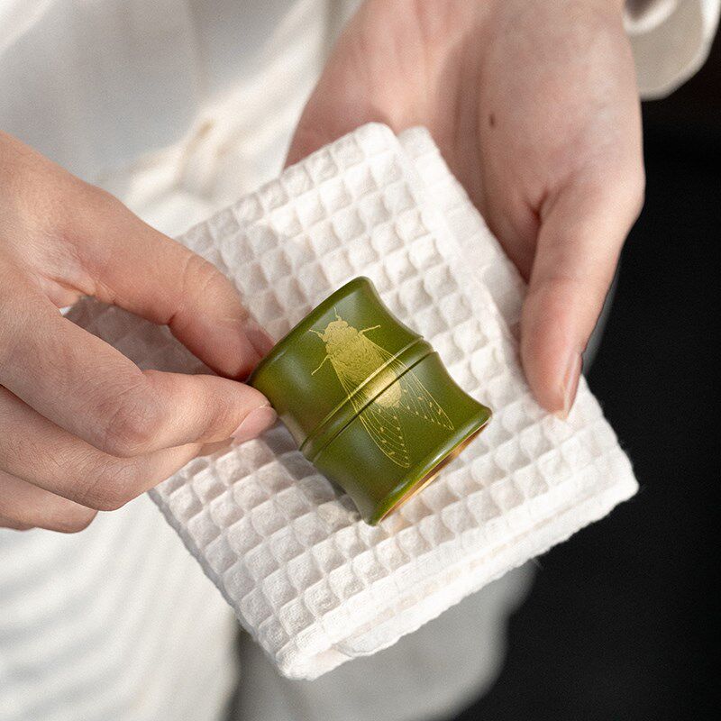 器想茶谈创意盖置手工紫砂壶盖碗盖子托黄铜茶玩摆件功夫茶具配件