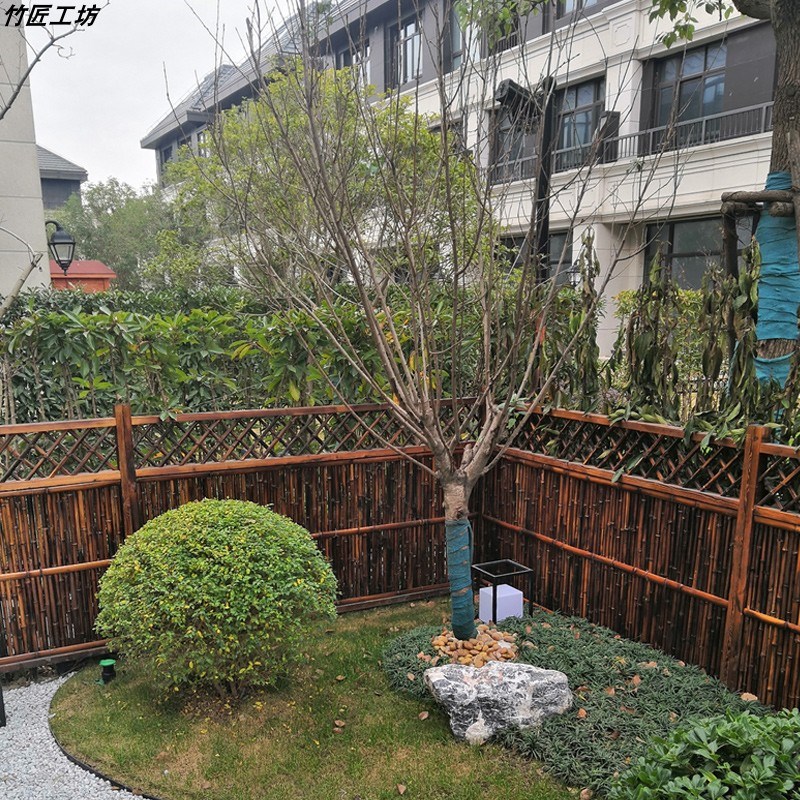 日式庭院碳化竹栅栏围栏竹篱笆花园阳台装饰户外草坪隔断民宿院子