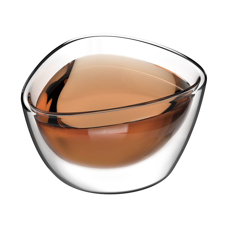 熊与杨手工吹制虎口茶杯防烫玻璃耐热杯双层隔热磨砂玻璃杯小茶杯