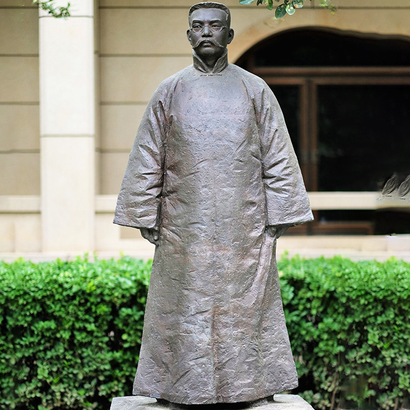 玻璃钢画家齐白石雕像定制校园名人伟人铜雕博物纪念馆落地摆件