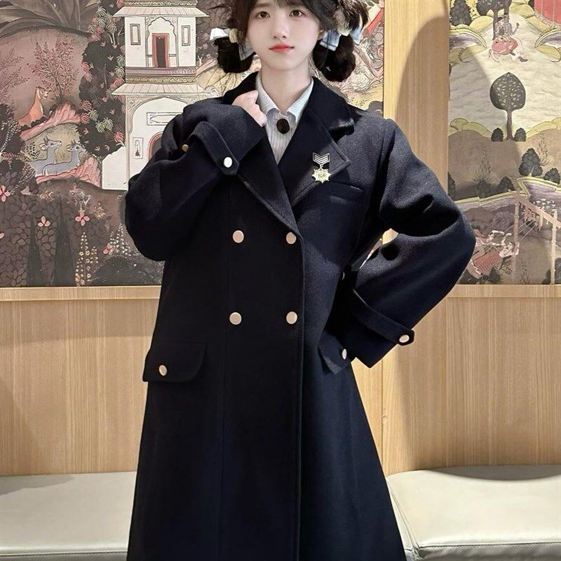 学院风校供jk制服大衣女小个子秋冬外套毛呢上衣套装新款加厚加棉