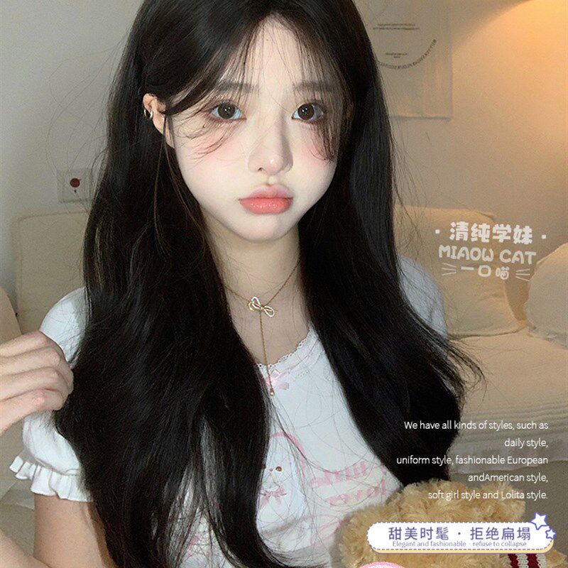 一口喵假发女中分长发日常网红lolita夏季新款自然甜美jk全头套式